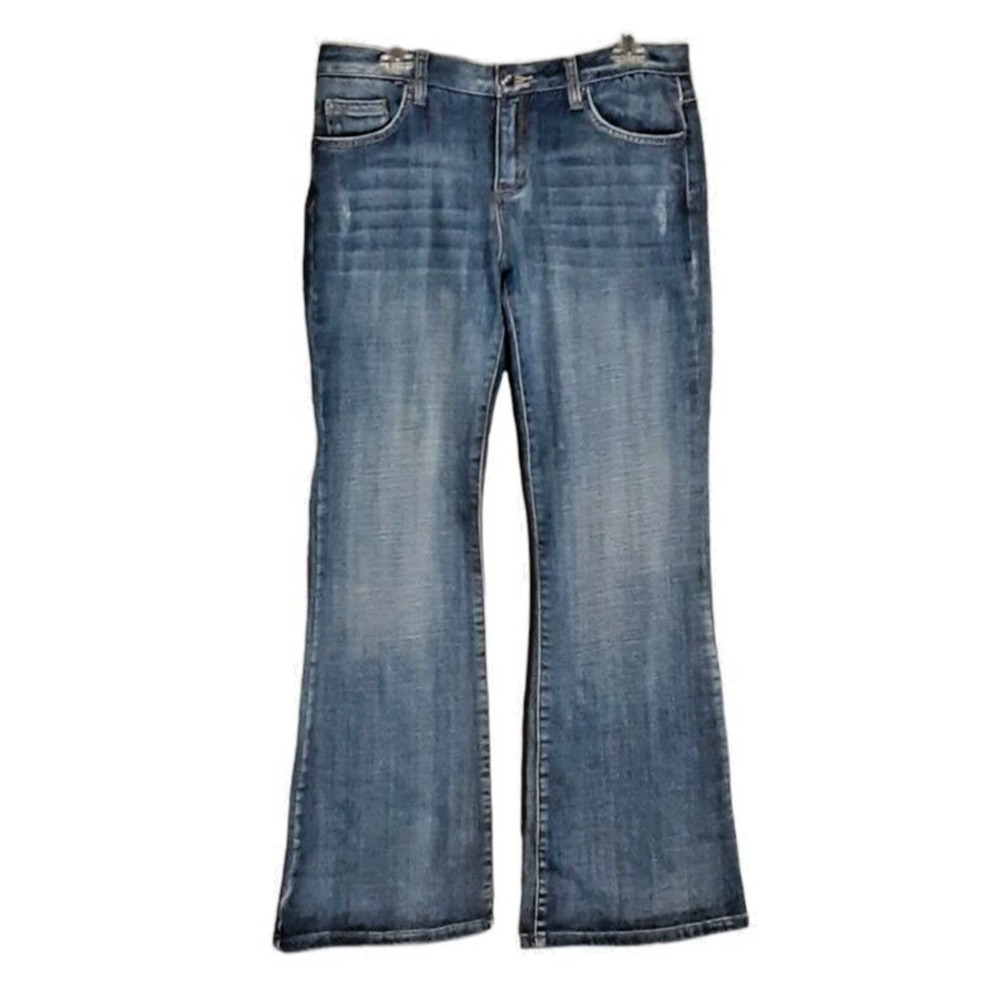 Mudd Jeans Womens Size 11 Flared Leg Blue‎ Denim Cotton Blend Pants Vintage